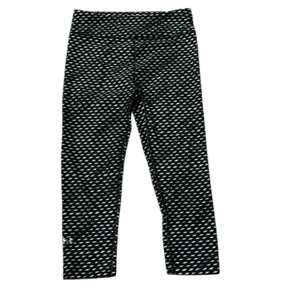 Women’s Under Armour Black White Patterned Crop Running Leggings Size Small